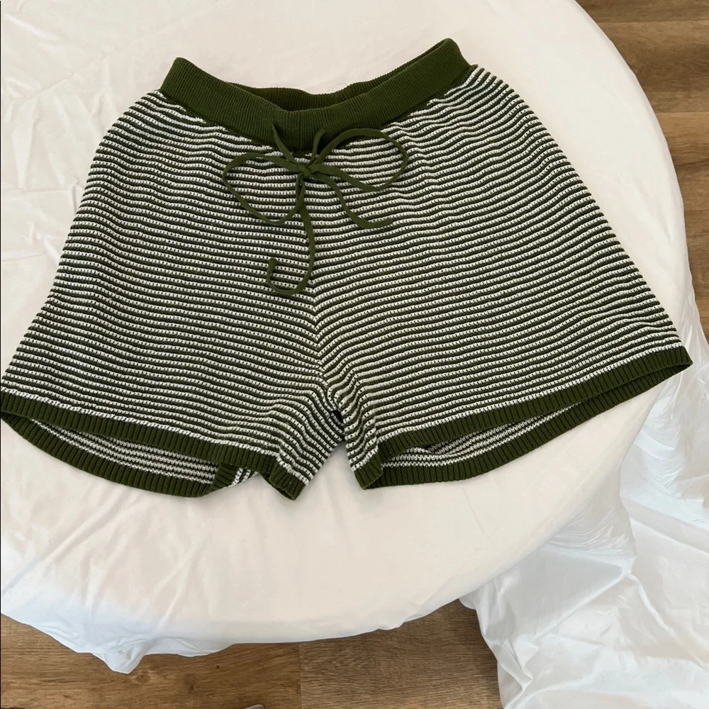 Striped Knit Two-Piece Set - Olive & White